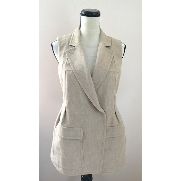 NWT Gucci linen & leather runway sleeveless safari blazer jacket - Picture 4 of 13